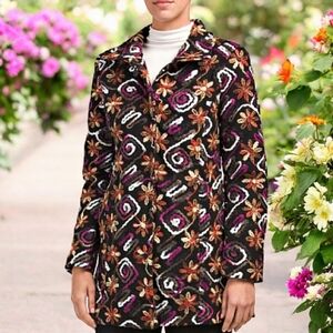 Luisa Perla Retro Vintage Floral Embroidered Coat
